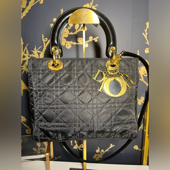 Dior Black Quilted Handbag with Gold Accents - Picture 2 of 16